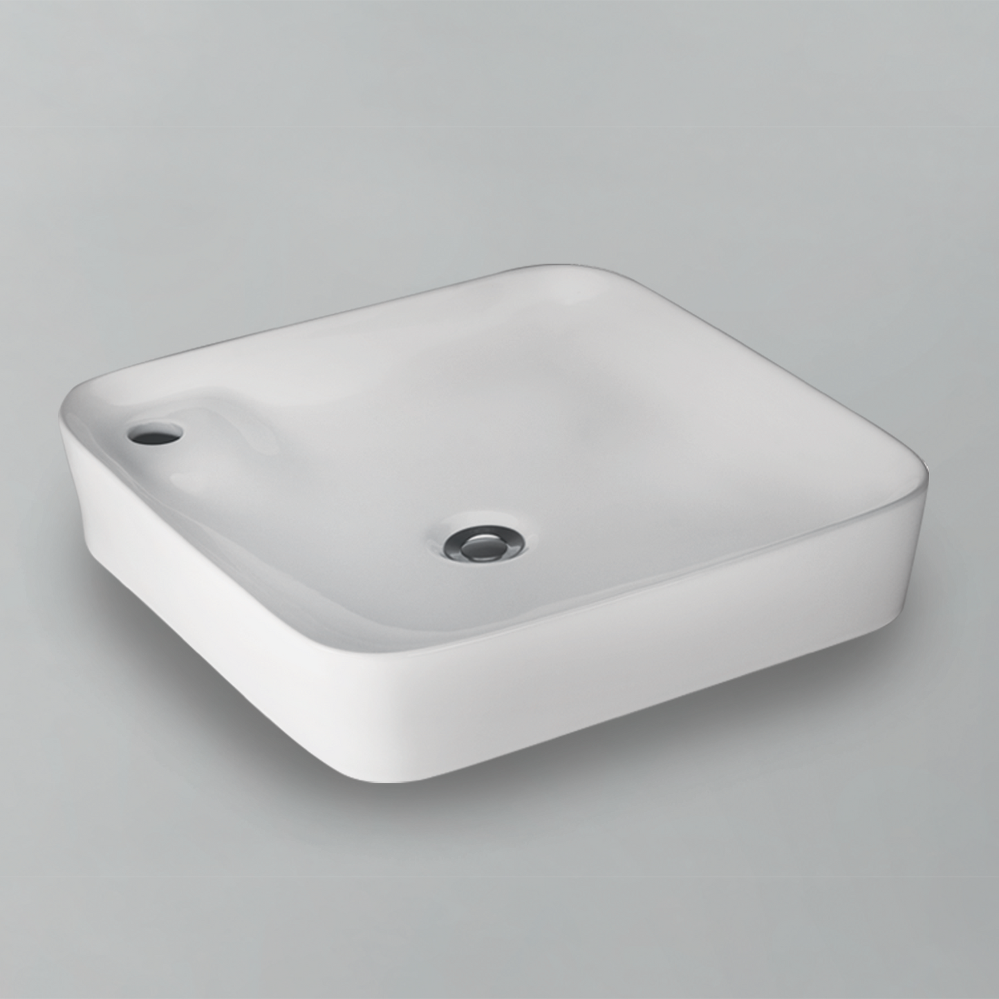 Acritec 36650 Ceramic Square Counter-Top Basin, Single-Hole, White