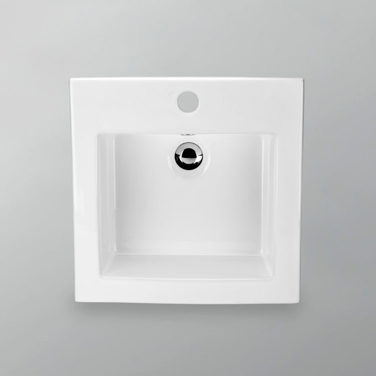 Acritec 36771 Square Drop-In Ceramic Basin, White