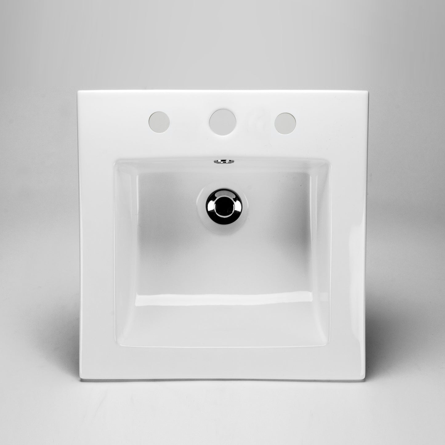 Acritec 36818 Square Drop-In Ceramic Basin, White