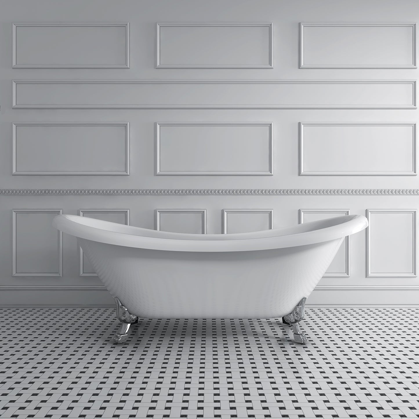 Acritec Rhapsody 43171 – Lifestyle view, acrylic double-ended clawfoot bathtub