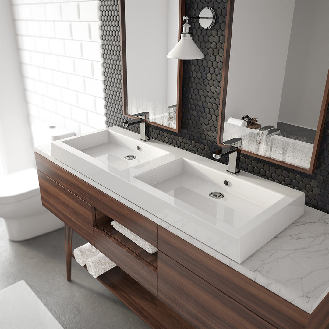 Acritec Pure Double Bowl Composite Basin, White