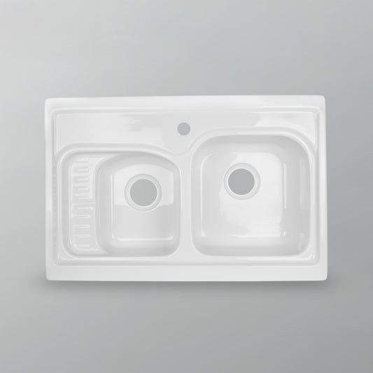 Acritec Prestige 19011 Acrylic Drop-In Kitchen Sink – 32" x 21" x 6.75" to 8.375" – White