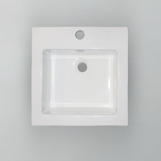 Acritec 36811 Square Drop-In Ceramic Basin, White
