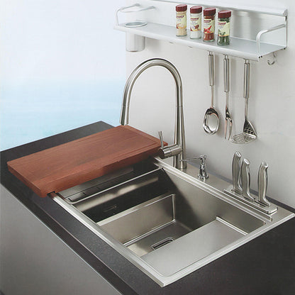 Acritec 25160 Stainless Steel Drop-In Kitchen Sink – 38" x 19.625" x 10.25" – Brushed Satin