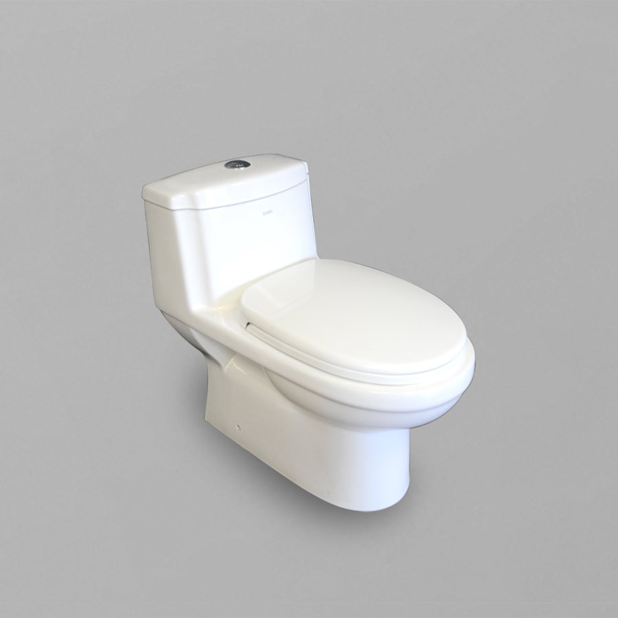 Acritec 31060 One-Piece Round-Front Toilet Side View White