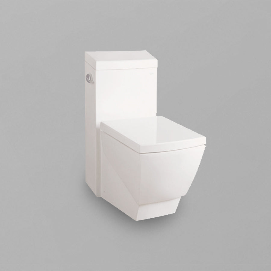 Acritec 31140 One-Piece Square-Front Toilet Side View White