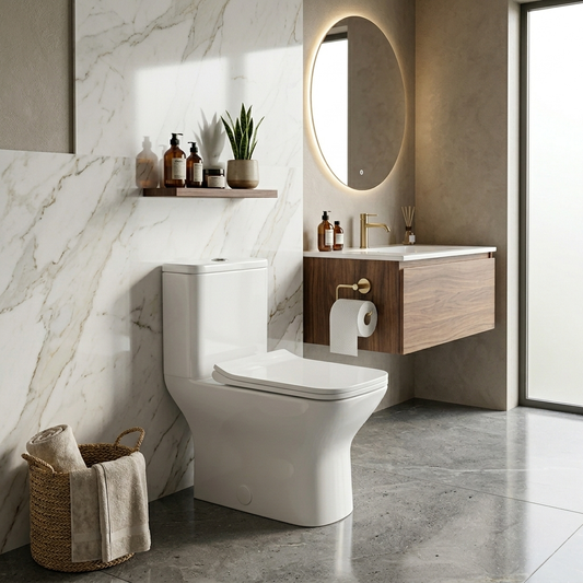 Acritec 31201 One-Piece Square-Front Toilet 25 1/4" x 15 1/8" x 29 7/8" White and Matte Black