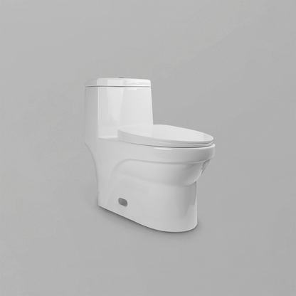 Acritec 31205 One-Piece Concealed-Trap Elongated Toilet Side View White