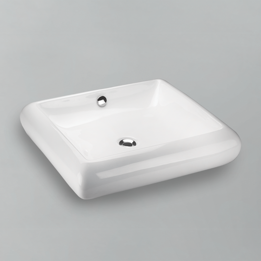 Acritec 36405 Ceramic Rectangular Counter-Top Basin, 22” × 19¾” × 5¼”, White