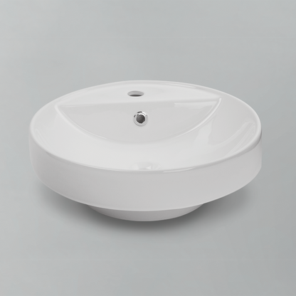 Acritec 36552 Ceramic Round Counter-Top Basin, Single-Hole, White
