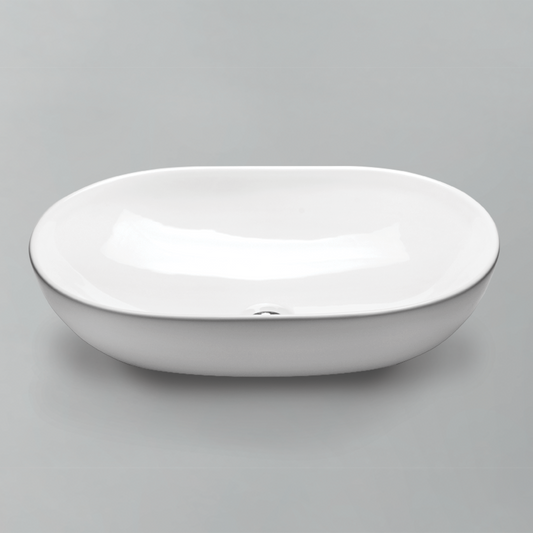 Acritec 36560 Ceramic Rectangular Counter-Top Basin, White