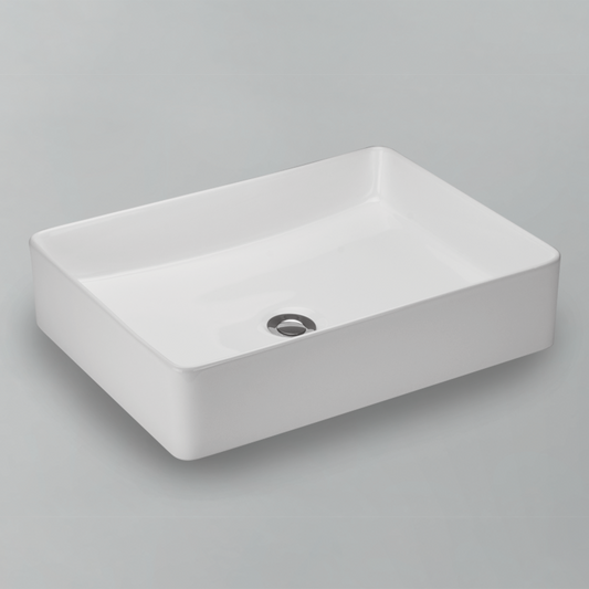 Acritec 36648 Ceramic Rectangular Counter-Top Basin, White