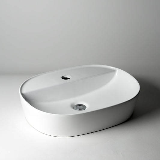 Acritec 36651 Ceramic Round Counter-Top Basin, Single-Hole, White