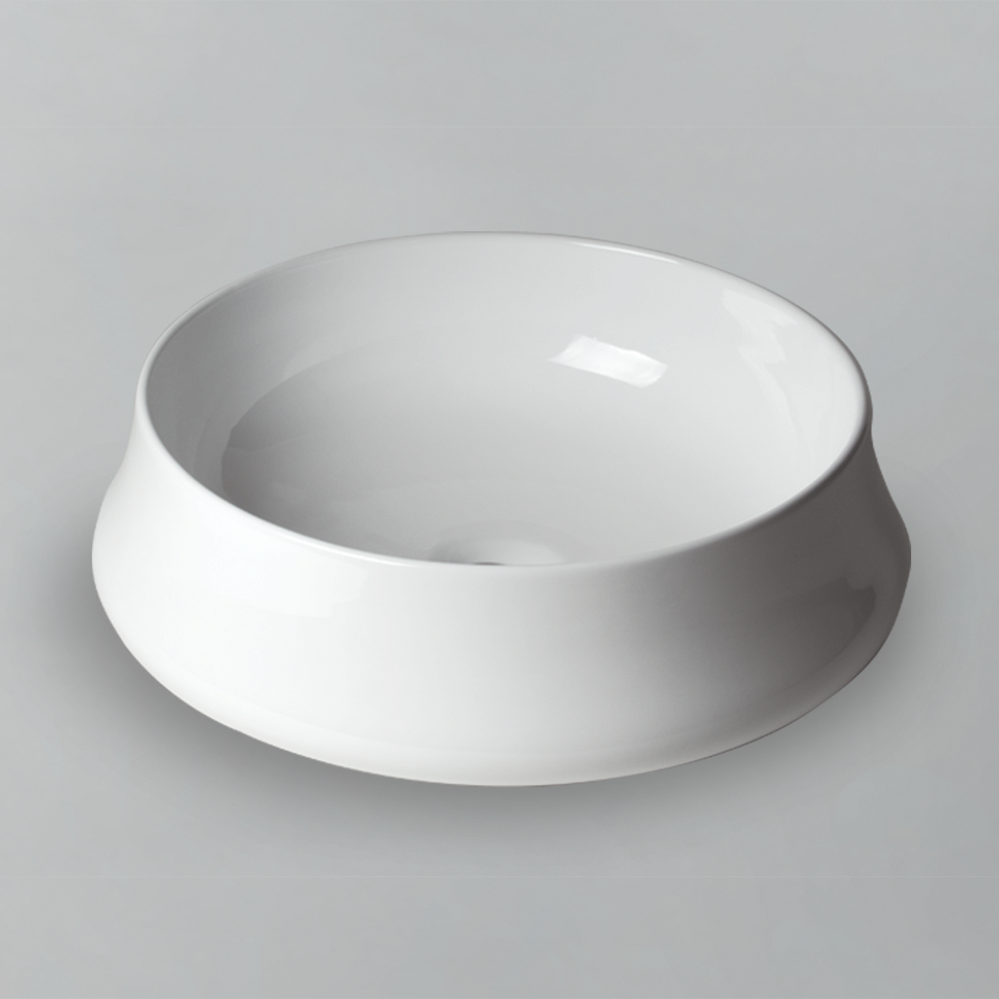 Acritec 36654 Ceramic Round Counter-Top Basin, 17⅜” × 17⅜” × 5½”, White