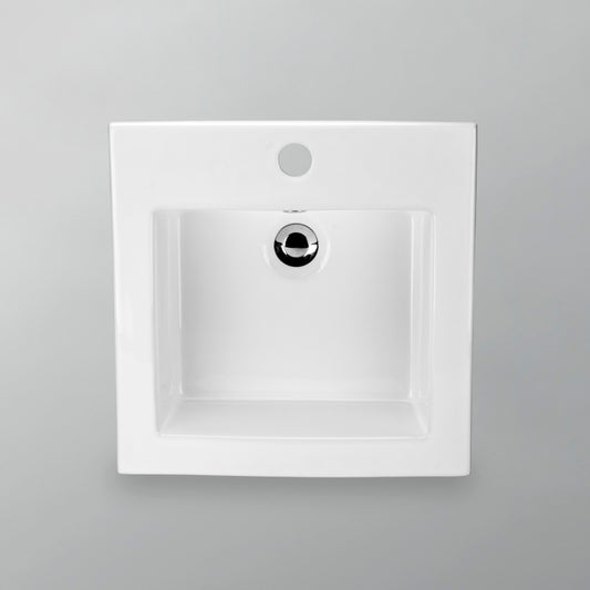 Acritec 36771 Square Drop-In Ceramic Basin, White