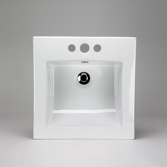 Acritec 36814 Square Drop-In Ceramic Basin, White