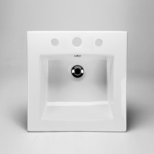 Acritec 36818 Square Drop-In Ceramic Basin, White