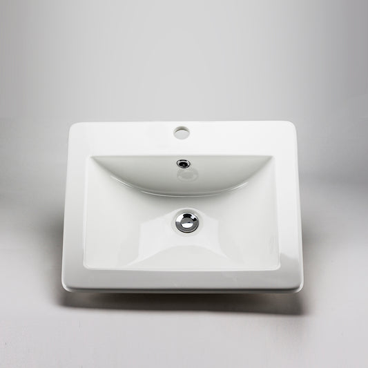 Acritec 36861 Rectangular Drop-In Ceramic Basin, White