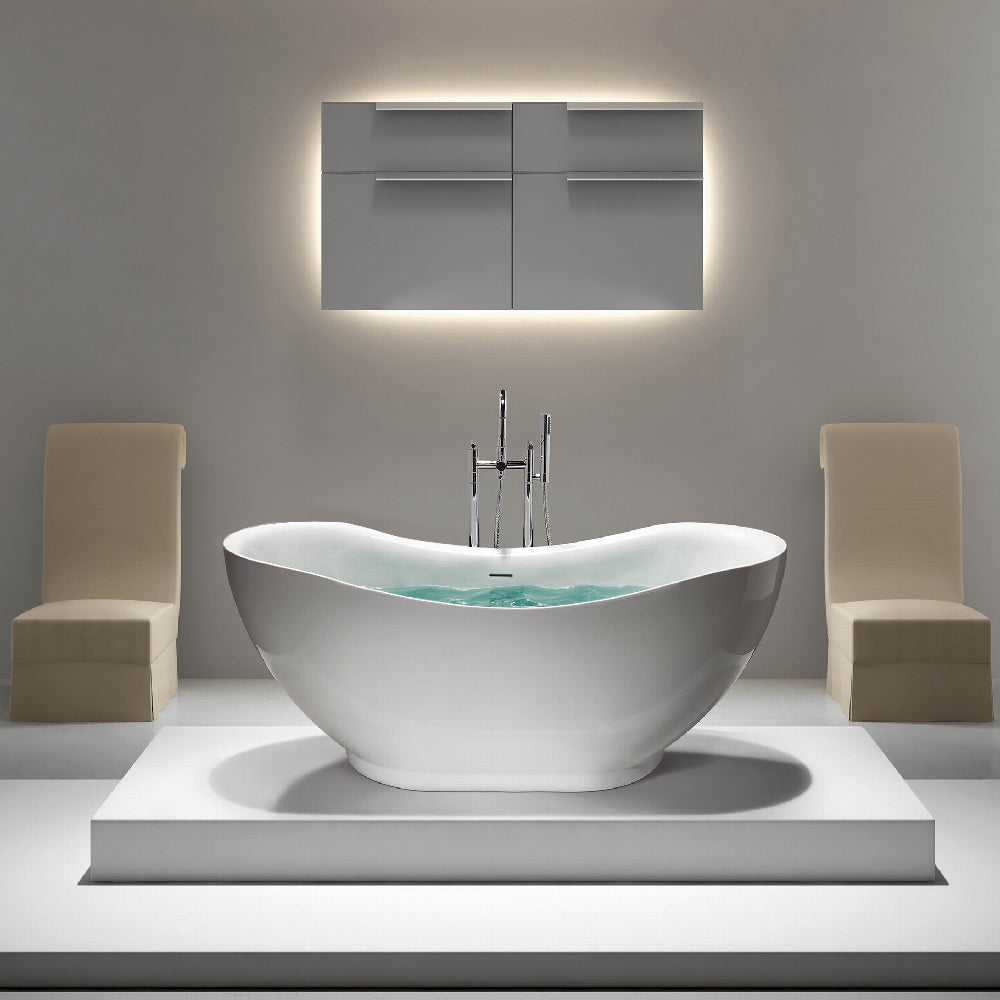 Acritec Antoine 66" Freestanding Acrylic Soaker Bathtub – White