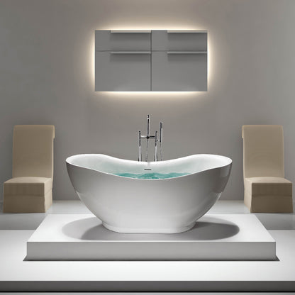 Acritec Antoine 66" Freestanding Acrylic Soaker Bathtub – White