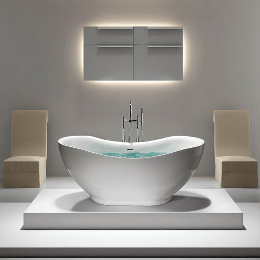 Acritec Antoine 66" Freestanding Acrylic Soaker Bathtub – White