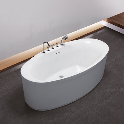 Acritec Clarice 67" Freestanding Acrylic Soaker Bathtub – Wide Oval – White