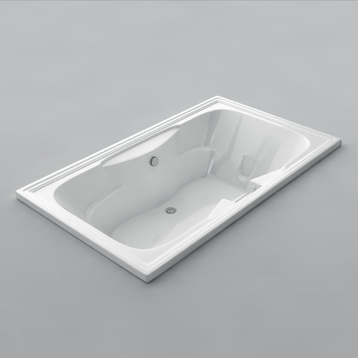 Acritec Heritage Drop-In Bathtub with Grab Bar – 72” × 42” – White