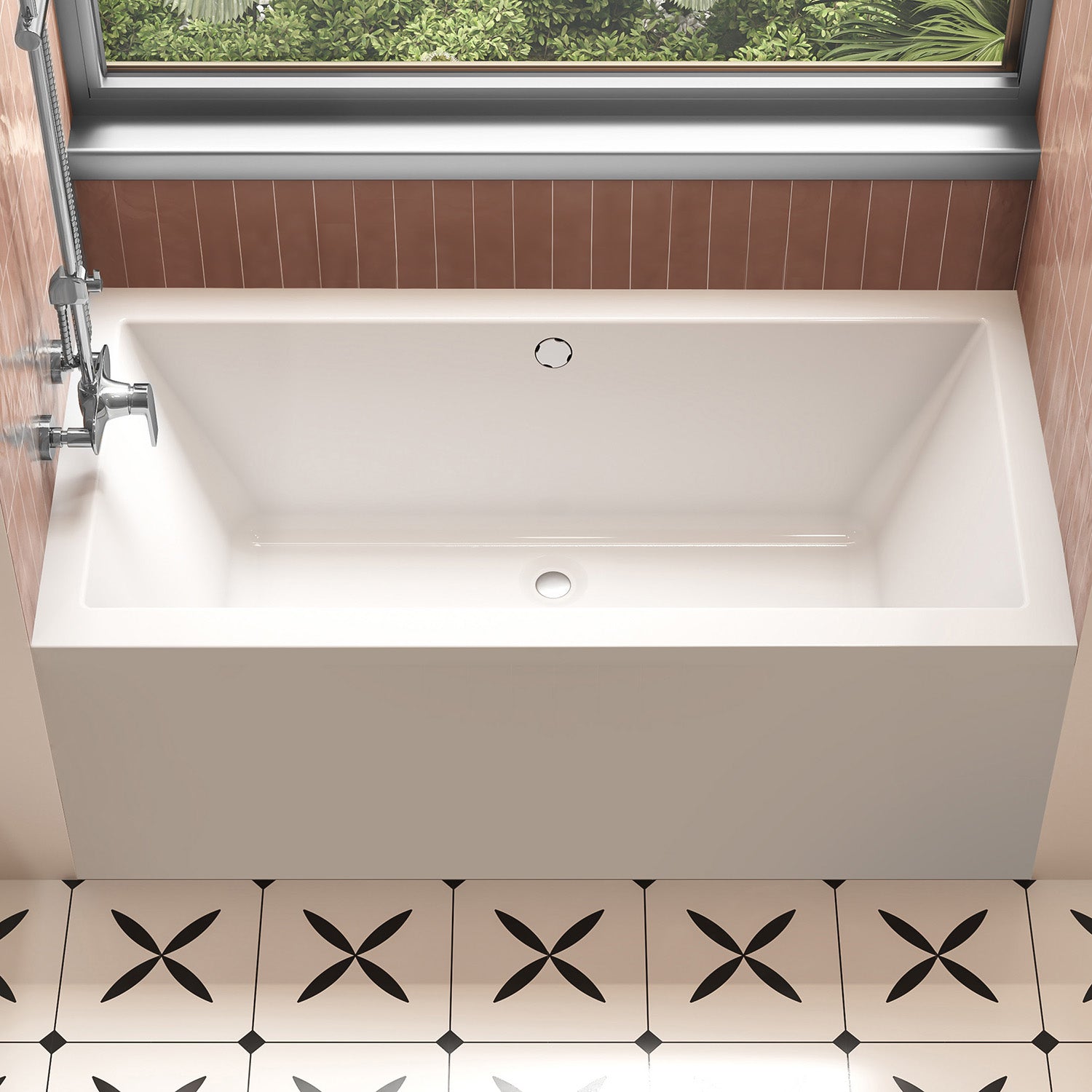 Acritec Balla Skirted Alcove Bathtub – Contemporary White Acrylic