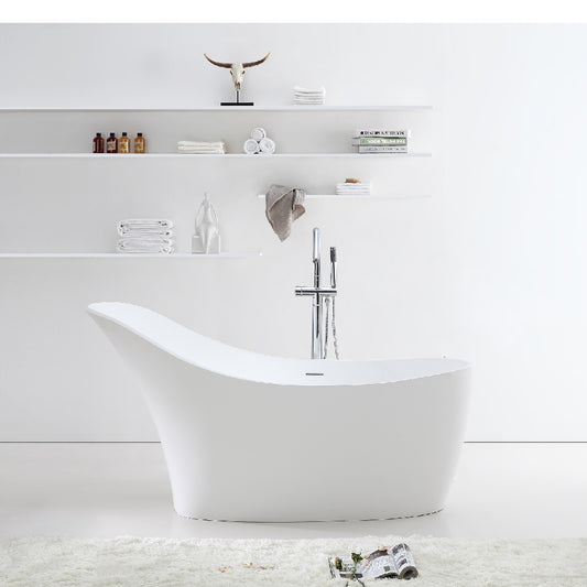 Acritec Bianca 67" Freestanding Acrylic Soaker Bathtub with End Drain – White