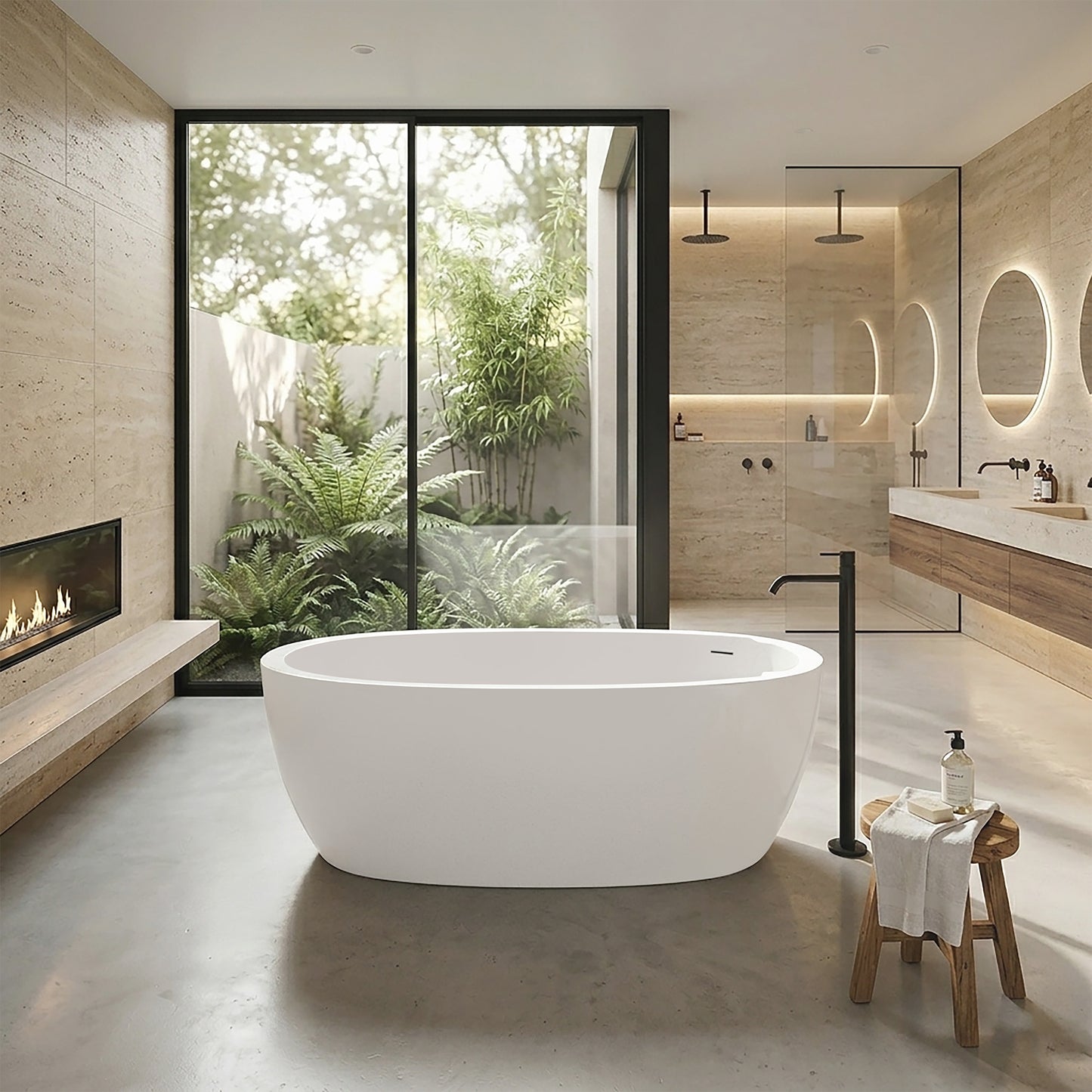 Acritec Catalina 63" Freestanding Acrylic Soaker Bathtub – Wide Oval – White