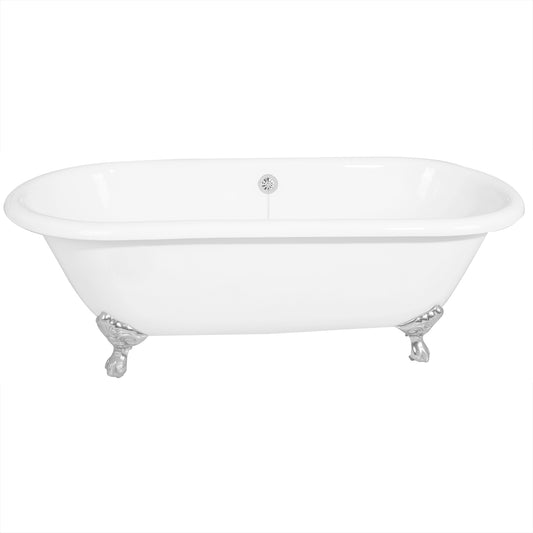 Acritec Cetus 67 48012 – 67-inch Cast Iron Double-Ended Clawfoot Bathtub – White