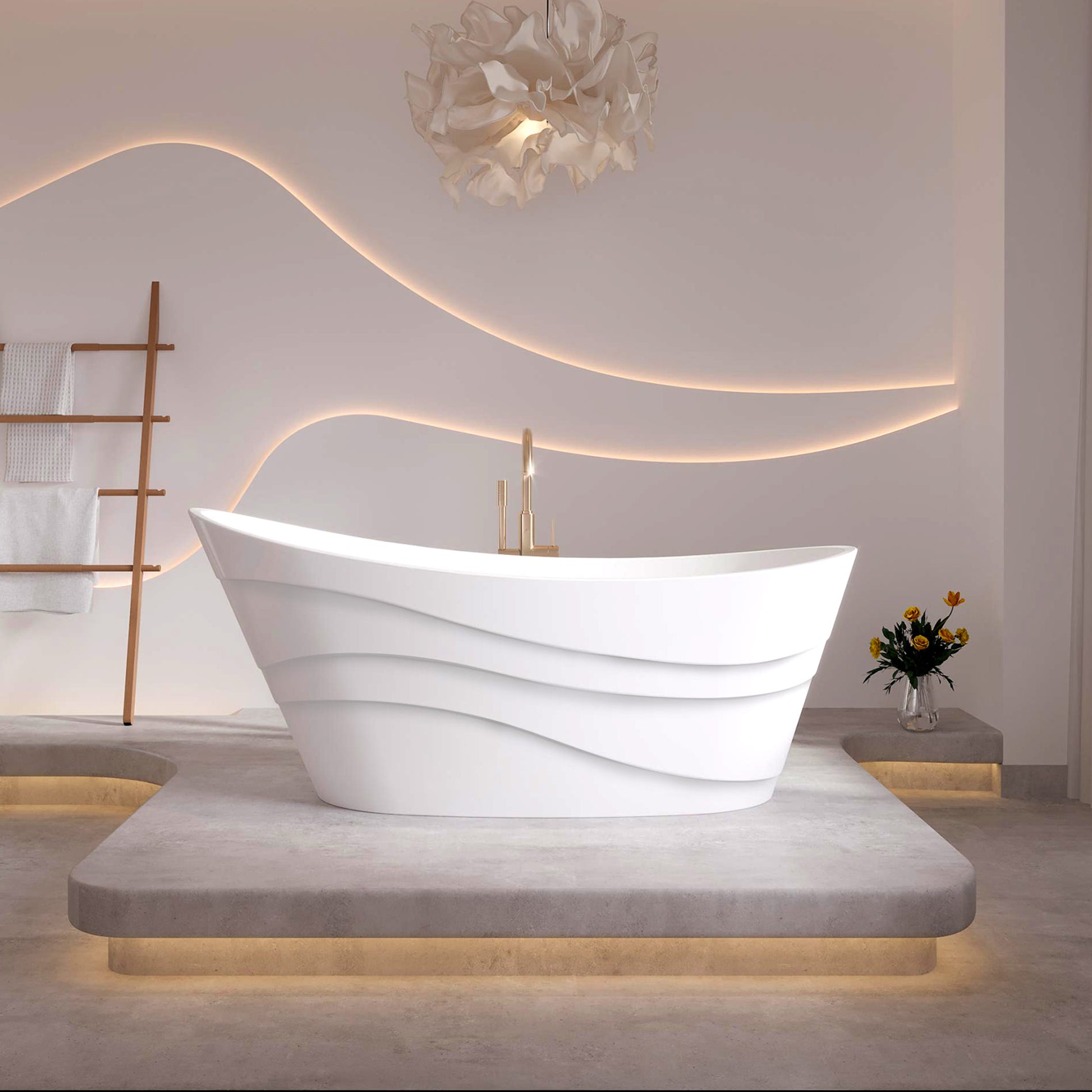 Acritec Degas 67" Freestanding Acrylic Soaker Bathtub – White
