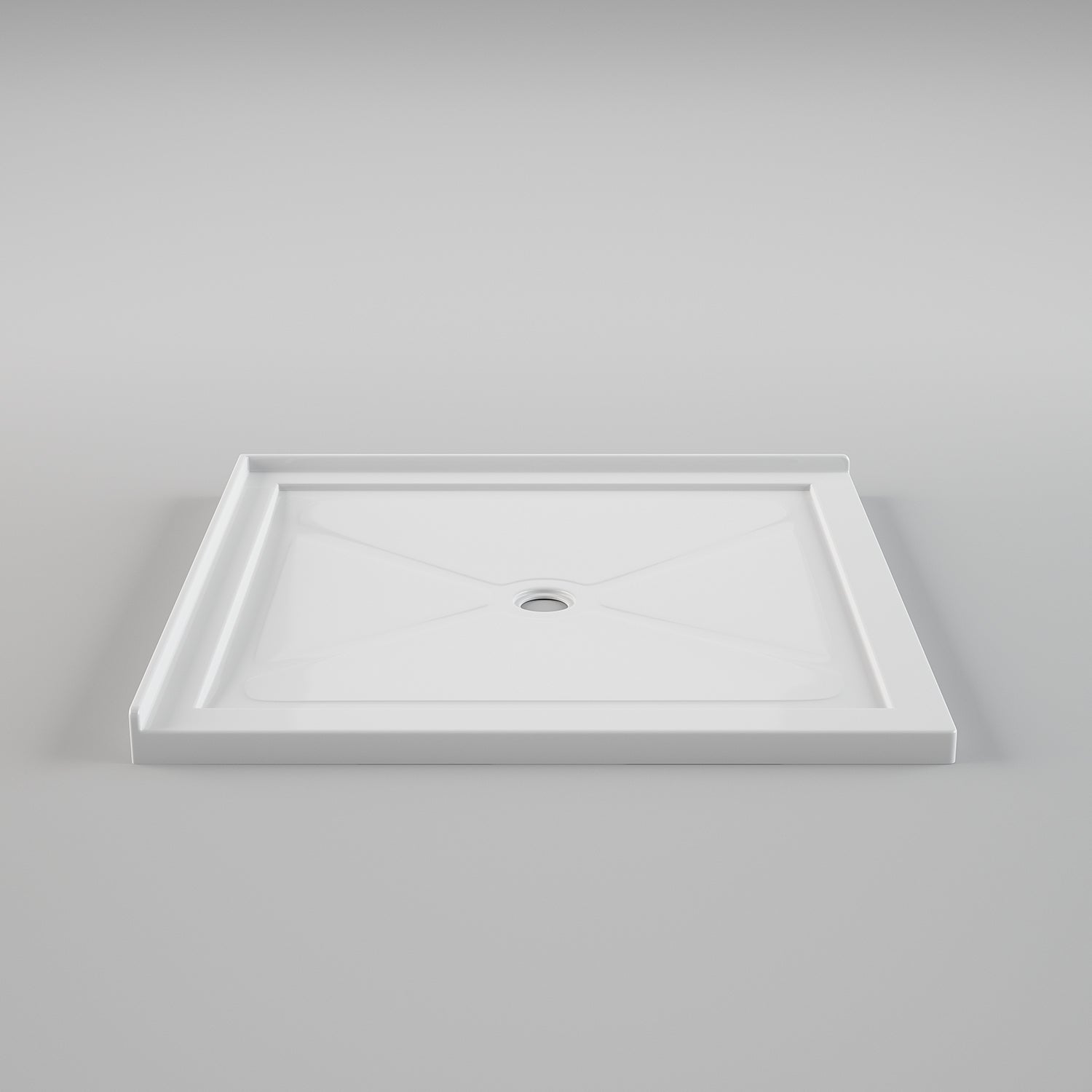 Acritec Minimalist double threshold shower base in white, modern angular design, available in multiple sizes