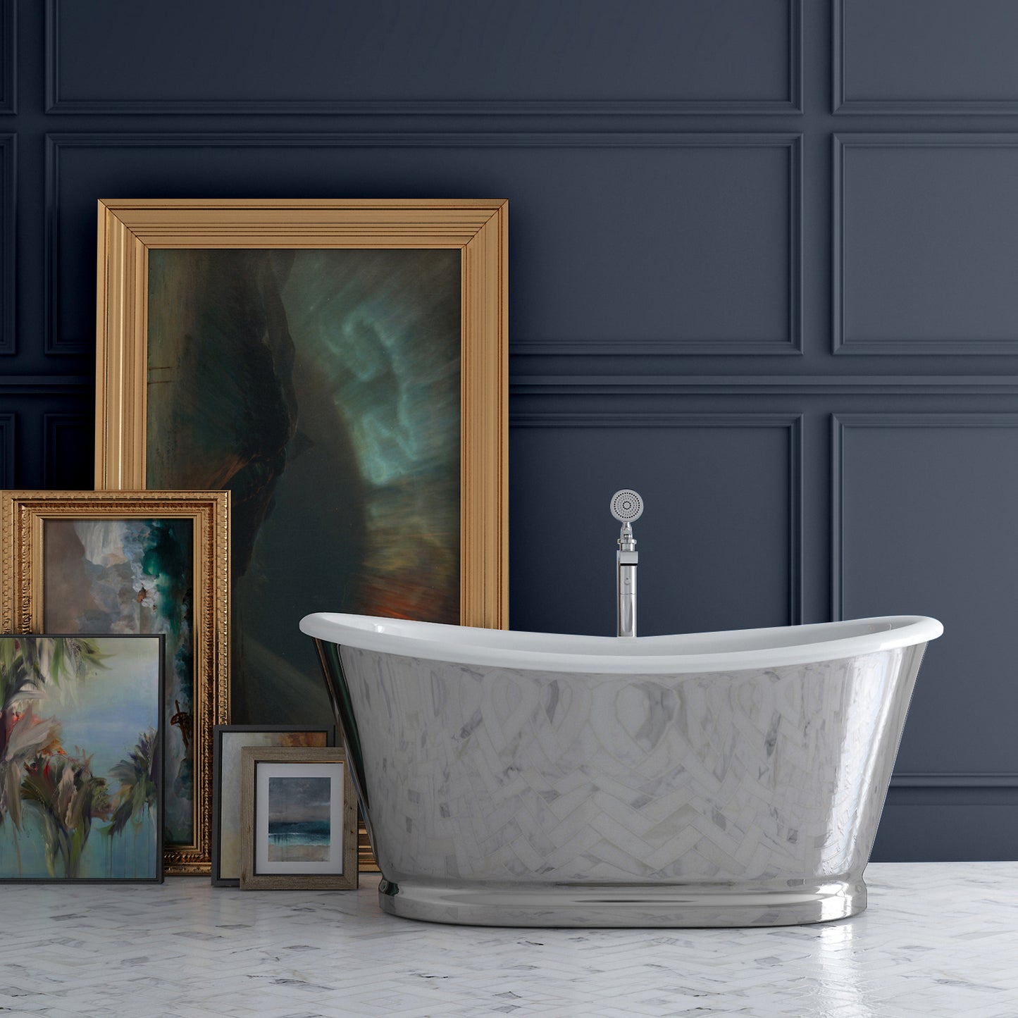 Acritec Kraken Cast Iron Freestanding Bathtub White Lifestyle