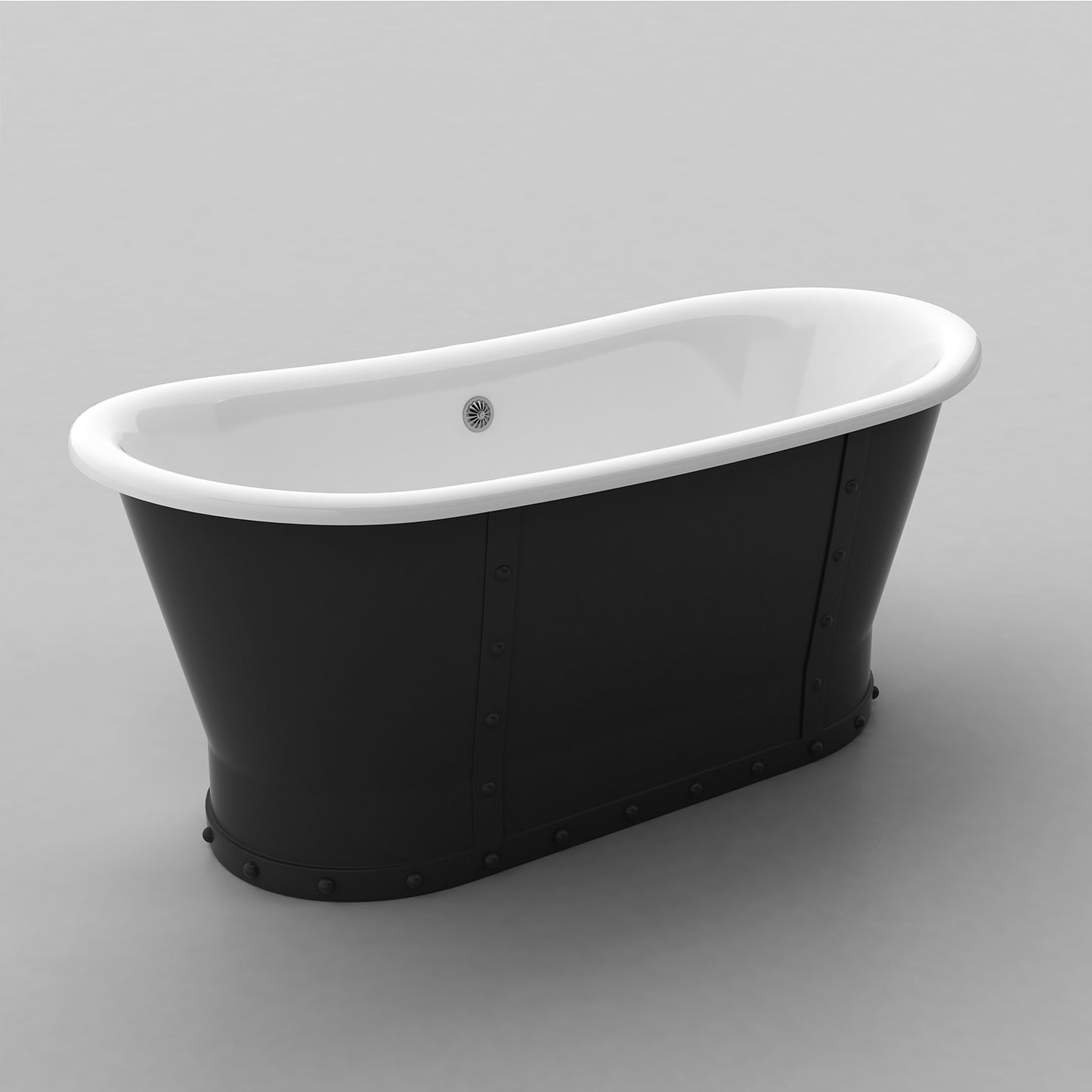 Acritec Lusca Matte Black Cast Iron Freestanding Bathtub 67 x 26.5 x 28