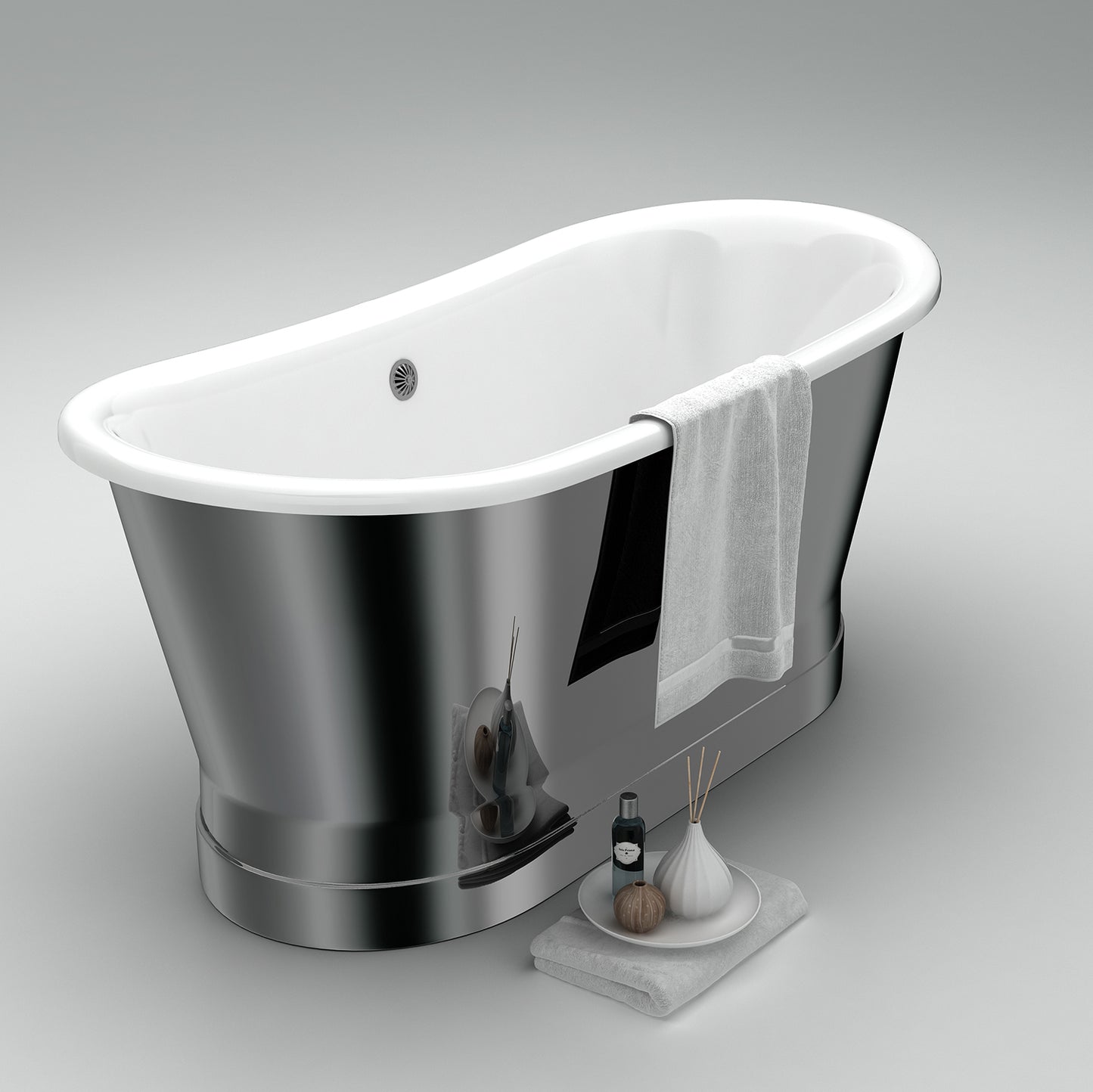 Acritec Lusca Mirror Finish Cast Iron Freestanding Bathtub Lifestyle