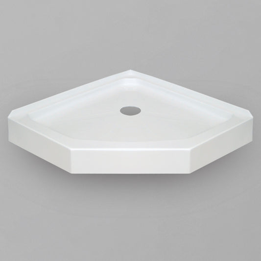 Acritec Neo Angle shower base in white, corner installation, various sizes from 34" to 48" with center drain