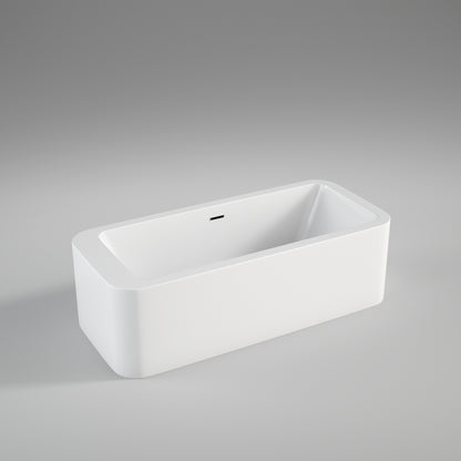 Acritec Sicilian 46513 Freestanding Cast Composite Bathtub Side View White